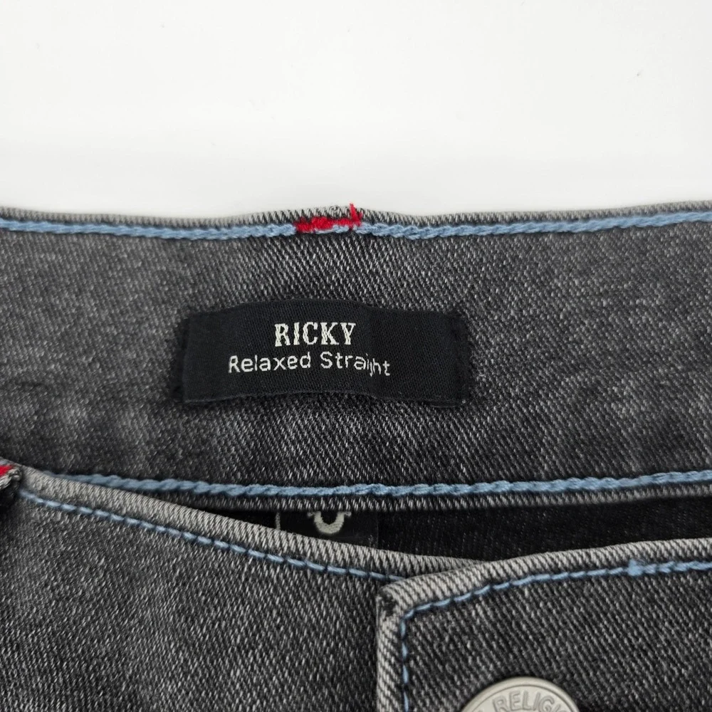 True Religion Ricky Relaxed Straight Jeans Mens Grey Phantom Wash 36x34 NWT